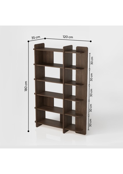 Otranto Kitaplık | 120 cm - 6 Raflı Ceviz Renkli