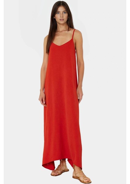 Rahat Yazlık Maxi Elbise Aerobin Dokuma Polyester Shift Kalıp V Yaka Konforlu Kesim fiyatları