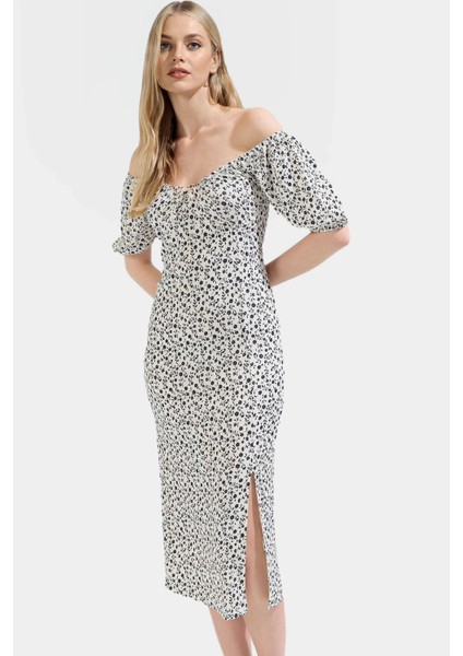 Çiçek Desenli Bodycon Midi Elbise Rahat ve Şık Günlük Stil Kullanım Için Özenle Seçilmiş