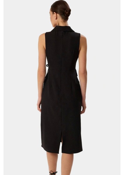 A Line Kolsuz Elbise Yazlık Dokuma Kumaş Şık Ceket Yaka Konforlu Kesim Özenle Seçilmiş fiyatları