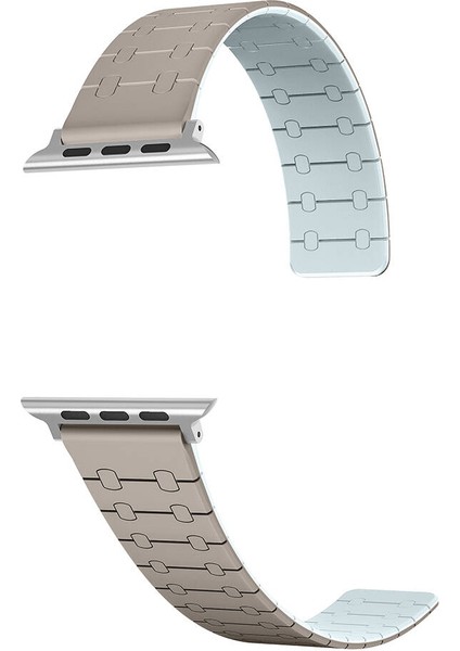Apple Watch 1/2/3 Serisi 42MM Mıknatıslı Silikon Kordon Çizgili Desenli, Çift Renk Esnek Konforlu modelleri