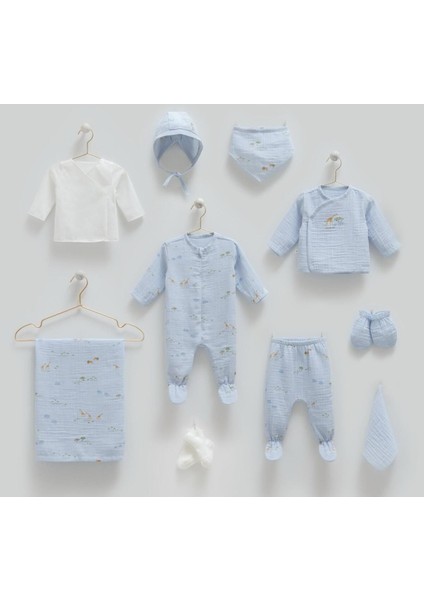 Müslin Safari 10'lu Set (Yazlık) Hastane Çıkışı Zıbın Seti modelleri