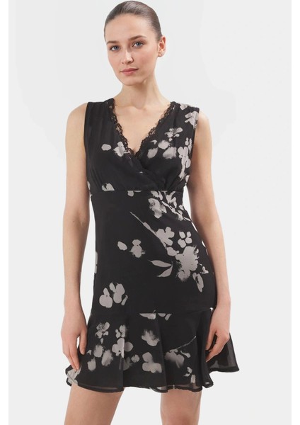 Dokuma Şifon Mini Elbise A Line Kolsuz Çiçekli Desen Rahat Kullanım Özenle Seçilmiş fiyatları