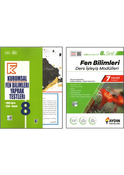 Kurmay 8. Sınıf Kurumsal Yaprak Test+Aydın Ders Işleyiş Modülleri Fen Bilimleri (2 Kitap)