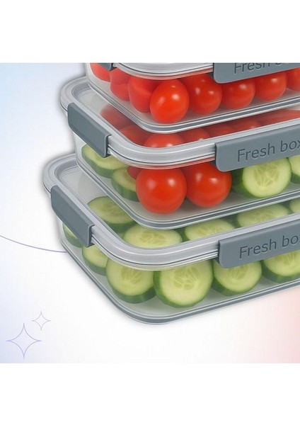 6’lı Fres Box Saklama Kabı Seti - Silikon Contalı fiyatları