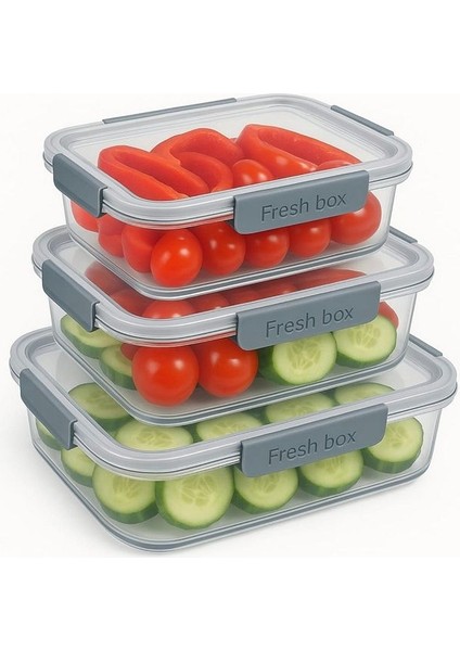 6’lı Fres Box Saklama Kabı Seti - Silikon Contalı modelleri