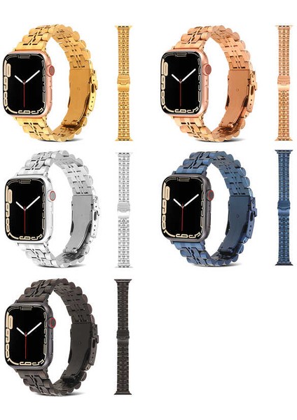 Apple Watch - Se/2/3/4/5/6/7/8/9 Seri 38MM Serisi 40MM 41MM Uyumlu Bakla Şeritli Metal Kordon indirimleri
