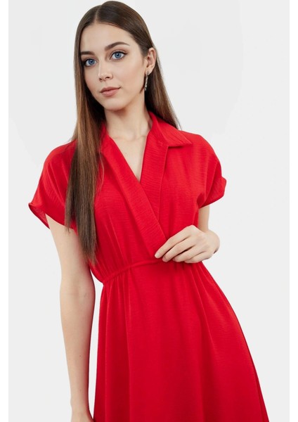 A Line Kruvaze Yaka Kısa Kollu Aerobin Elbise Şıklık ve Konfor Bir Arada Seçkin Malzeme