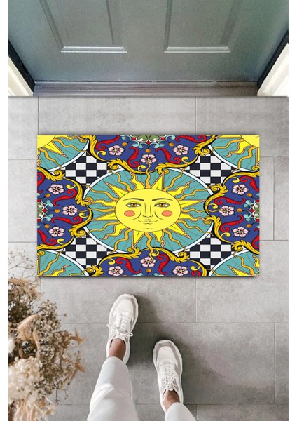 Limon Temalı Paspas, Italya Desenleri, Güneş, Kapı Önü Paspası, Iç ve Dış Mekan Paspas, Dekoratif Paspas, Kaymaz Tabanlıpaspas