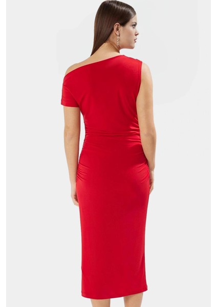 Rahat ve Şık Çok Midi Elbise Kayık Yaka Örme Kumaş Bodycon Konforlu Kesim Zarifane Tasarım modelleri