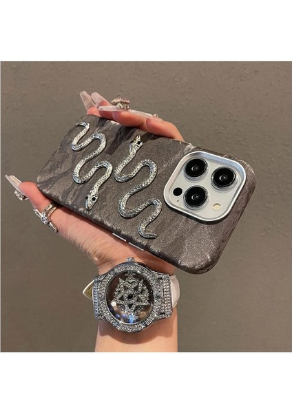 Apple iPhone 16 Pro Max Uyumlu Kılıf Zebana Serpent Kadife Kumaş Kılıf Gri fiyatları