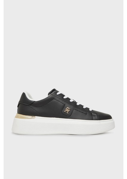 Logolu Deri Sneaker Ayakkabı Bayan Ayakkabı FW0FW08631 Bds