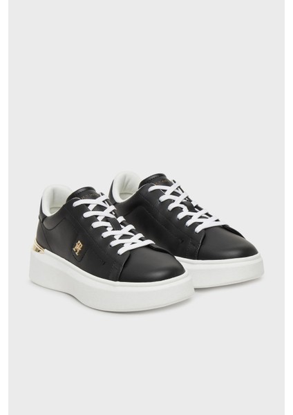 Logolu Deri Sneaker Ayakkabı Bayan Ayakkabı FW0FW08631 Bds