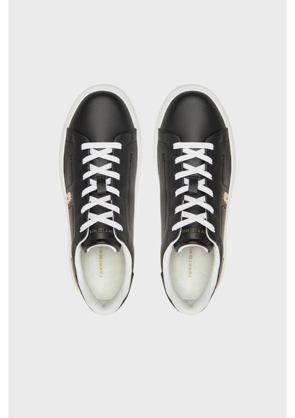 Logolu Deri Sneaker Ayakkabı Bayan Ayakkabı FW0FW08631 Bds
