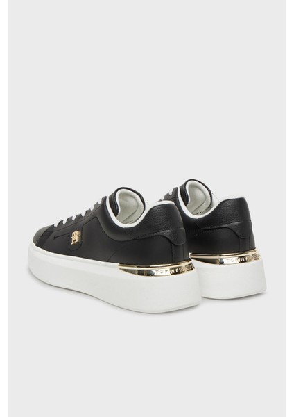 Logolu Deri Sneaker Ayakkabı Bayan Ayakkabı FW0FW08631 Bds