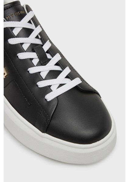 Logolu Deri Sneaker Ayakkabı Bayan Ayakkabı FW0FW08631 Bds