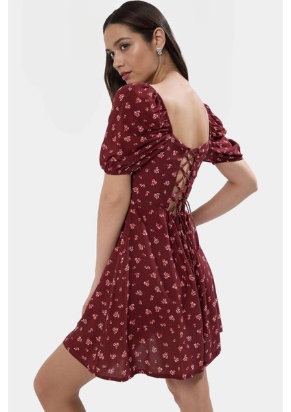 Kısa Kollu Çiçekli Mini Elbise Viskoz Skater Rahat Yazlık Trend Tasarım Modern Stil modelleri