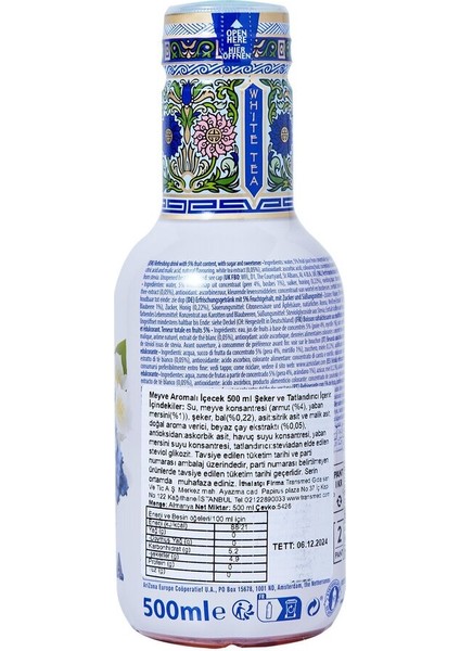 Blueberry White Tea 500 ml - Beyaz Çay 4 Adet fiyatları