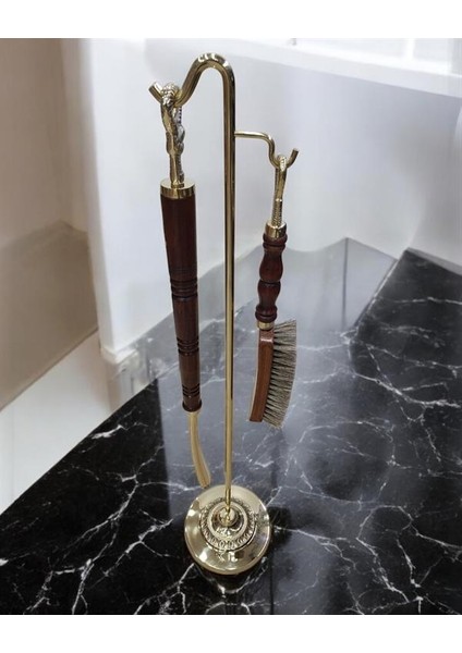 Ayakkabı Çekeceği Ahşap ve Krom Oymalı Fırçalı Set-Bronz indirimleri