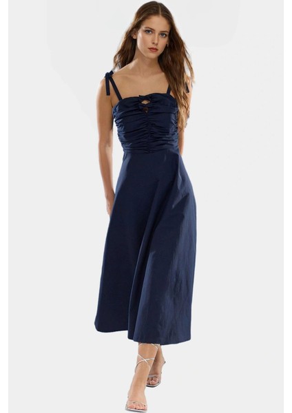 Cool&comfort Polyester Maxi Elbise A Kesim Kalp Yaka Dokuma Kumaş Mükemmel Uyum fiyatları