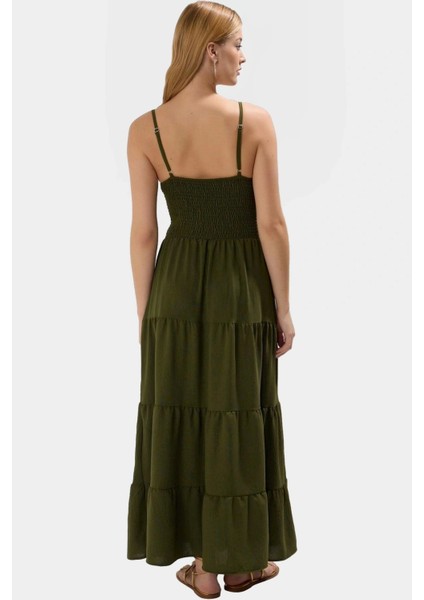 Yazlık Maxi Elbise Rahat Dokuma Kumaş Halter Yaka Gipeli Detay Dayanıklı Malzeme fiyatları