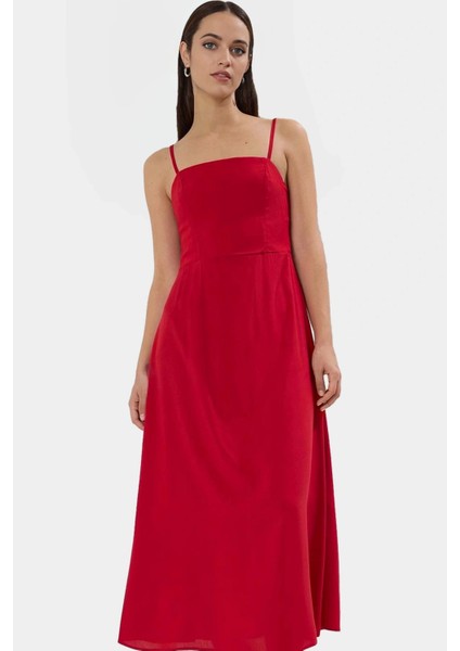 Şık ve Rahat Viskoz Maxi Elbise Kare Yaka A Line Yazlık Günlük Kullanım Için modelleri