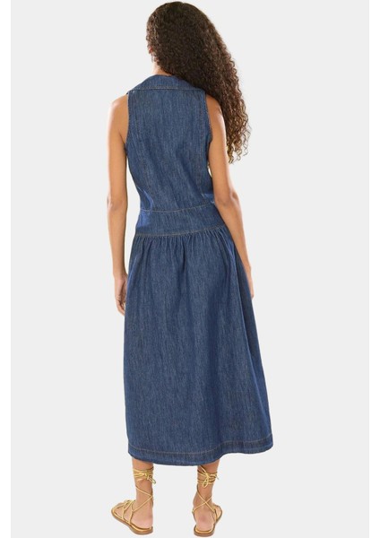 Klasik Denim Elbise Midi Boy Gömlek Yaka Pamuklu Rahat Kaliteli Işçilik ve Şık Özenle Seçilmiş modelleri