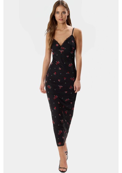 Şık ve Rahat Dantelli Maxi Elbise V Yaka Bodycon Örme Yazlık Trend Tasarım Özenle Seçilmiş fiyatları