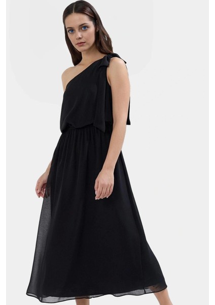 Tek Omuzlu Şifon Maxi Elbise Polyester Skater Şık Görünüm Kaliteli Işçilik modelleri