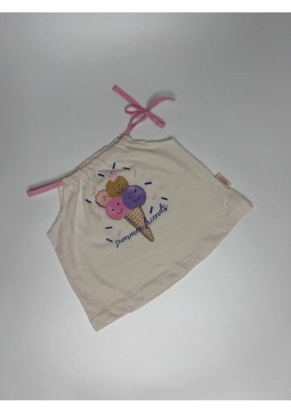 Kız Bebek Askılı Dondurma Baskılı 2 Li Takım %100 Pamuk fırsatları