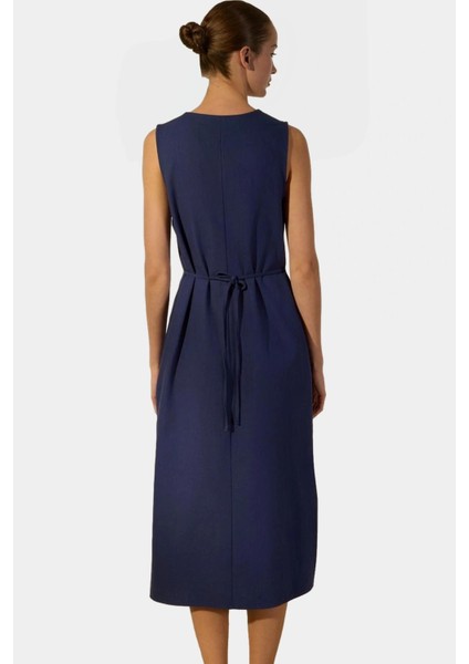 Keten Karışımlı Kolsuz Midi Gömlek Elbise Yazlık Şıklık Rahat ve Şık Trend Tasarım