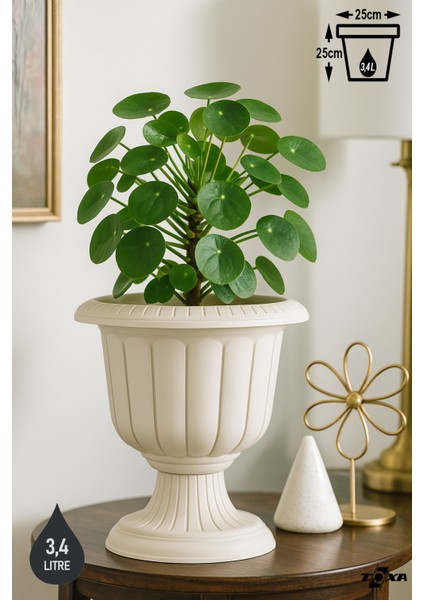 3,4 Litre Nergis Saksı 25cm Ayaklı Plastik Bahçe Balkon Saksısı