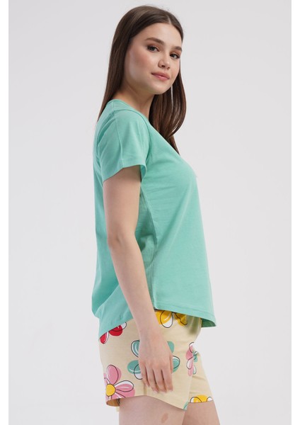 Pamuklu Kadın Kısa Kol Şortlu Pijama Takım , 408070 fiyatları