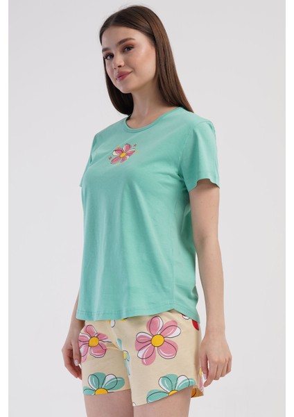 Pamuklu Kadın Kısa Kol Şortlu Pijama Takım , 408070 modelleri