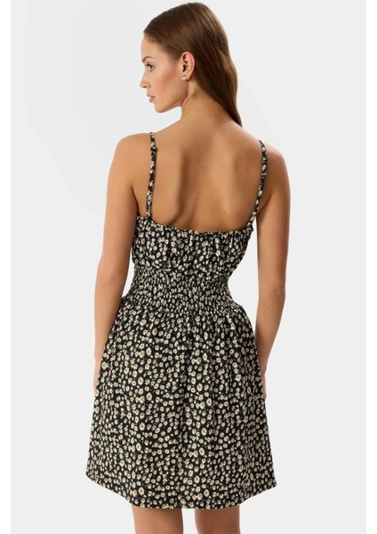 Örme Kumaşlı Kolsuz Mini Elbise Çiçek Desenli Bodycon Günlük Zarifane Tasarım modelleri