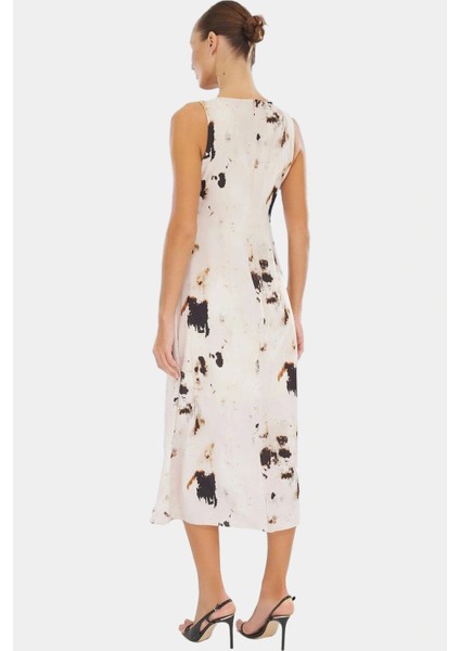 Polyester Mat Saten A Line Maxi Elbise Animal Desenli Günlük Kullanım Için Modern Stil modelleri