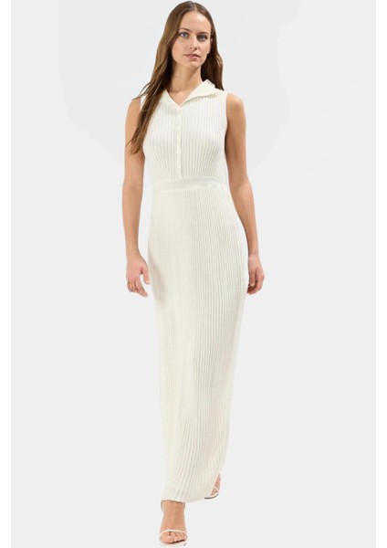 A Line Triko Midi Elbise Kolsuz Akrilik Yazlık Özenle Seçilmiş Trend Tasarım modelleri