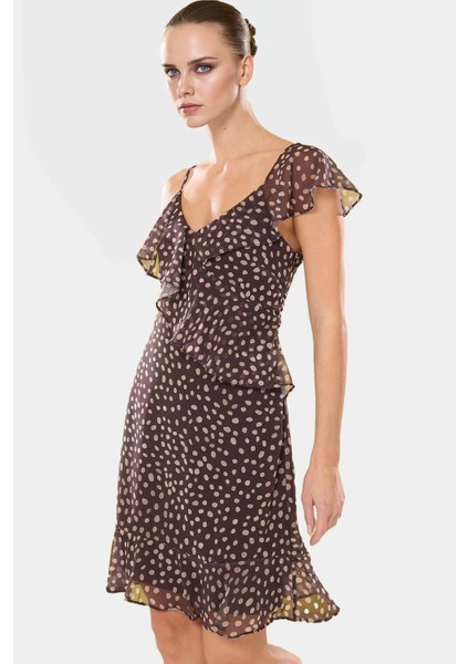 A Kesim Kolsuz Puantiyeli Şifon Elbise Yazlık Mini Boy Özenle Seçilmiş Uzun Ömürlü modelleri