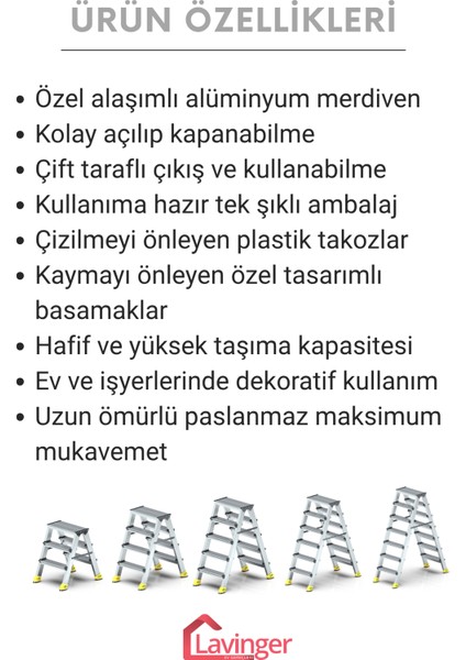 Lüks Alüminyum Çift Çıkışlı Merdiven Gold Serisi