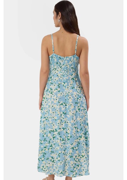 Şık ve Rahat Viskoz Maxi Elbise Kare Yaka A Line Yazlık Günlük Kullanım Için fiyatları