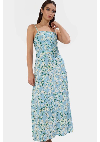 Şık ve Rahat Viskoz Maxi Elbise Kare Yaka A Line Yazlık Günlük Kullanım Için modelleri