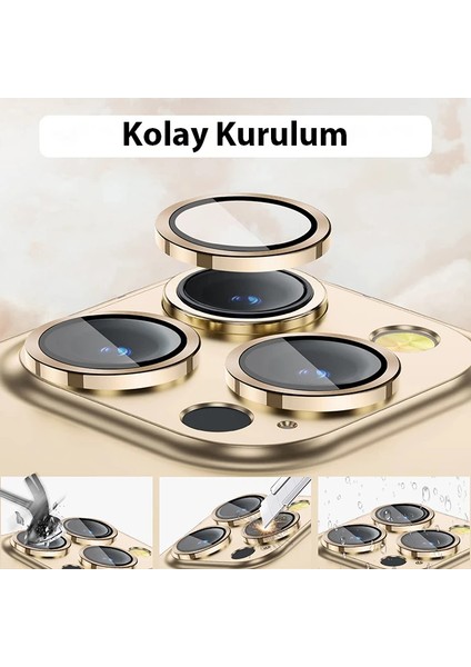 Ally iPhone 14 Pro-14 Pro Max 3D Metal Çerçeveli Kamera Lens KORUYUCU-(1903) - TKNAL6995-4820 fırsatları
