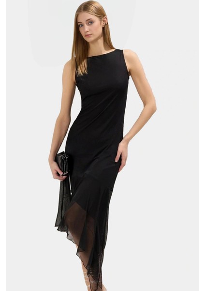 Örme Midi Elbise Bodycon Kesim Asimetrik Etek Fırfırlı Detay Yüksek Kalite Dayanıklı Malzeme fiyatları