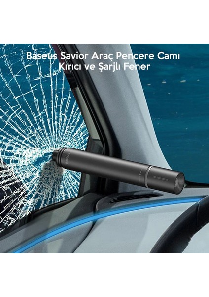 Baseus Savior Araç Pencere Camı Kırıcı ve Şarjlı Fener/emergency LIGHT-(1903) - TKNAL3823-95 fiyatları