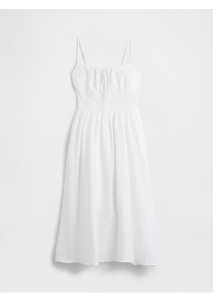 Kadın Beyaz V-Yaka Ön Bağlamalı Maxi Elbise fiyatları