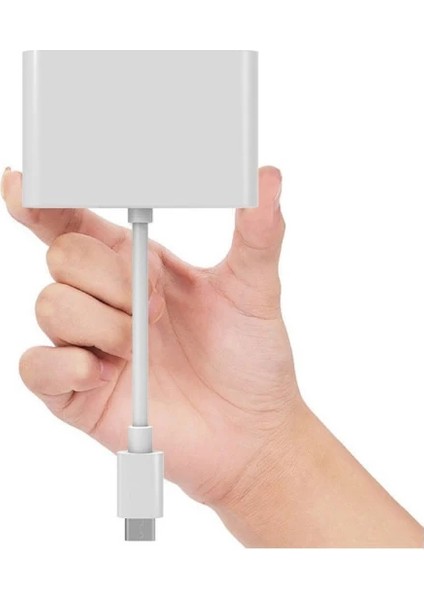 Ally 4k Type C Hdmı Görüntü Aktarıcı 3 In1 Şarj Usb Çıkışlı Kablo-(1903) - Tknal2127-26