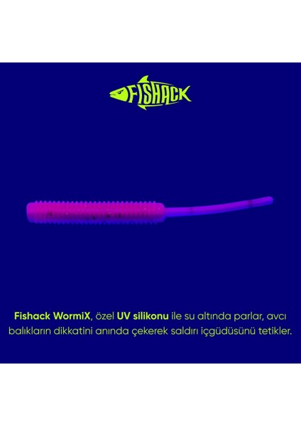 Silikon Kurt Yem - Lrf Yem - 1g 52MM - Fishack Wormix - 10 Adet - Pink Gray - Uv Silikon modelleri