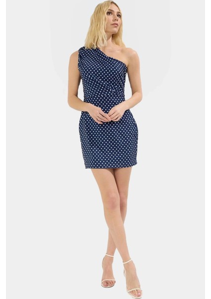 Vücudu Saran Mini Elbise Tek Omuz Dokuma Polyester 88 cm Boy Yüksek Kalite Seçkin Malzeme fiyatları