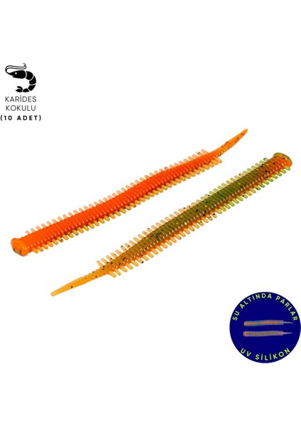 Silikon Sahte Kurt - Lrf Yem - 1g 70MM - Fishack Wormix - Fluo Tiger - Uv Silikon