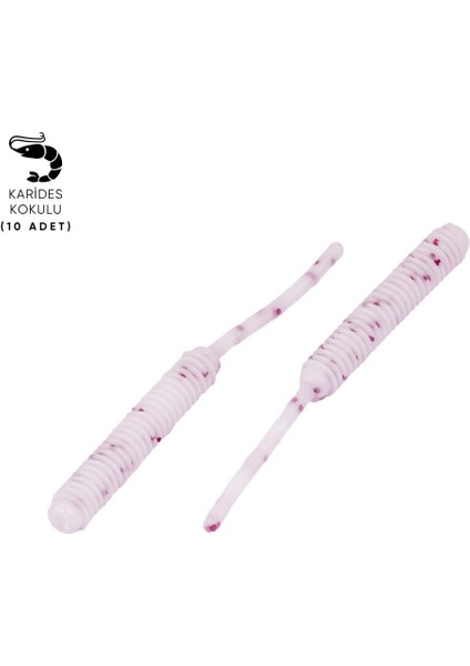 Silikon Kurt Yem - Lrf Yem - 1g 52MM - Fishack Wormix - 10 Adet - White
